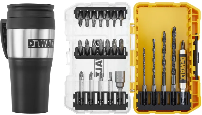 Set 25 accesorii DeWalt DT70707, biti, adaptor si burghie + cana