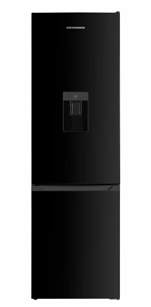 Combina frigorifica Heinner HC-HM260BKWDE++, 260 l, Clasa E, Dozator de apa, Control mecanic cu termostat ajustabil, Lumina led, 3 rafturi sticla frigider, H 180 cm, Negru