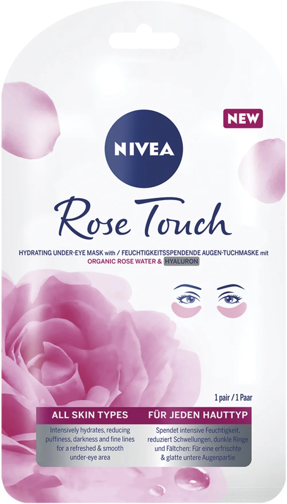 Masca de ochi NIVEA Rose Care, 1 pereche