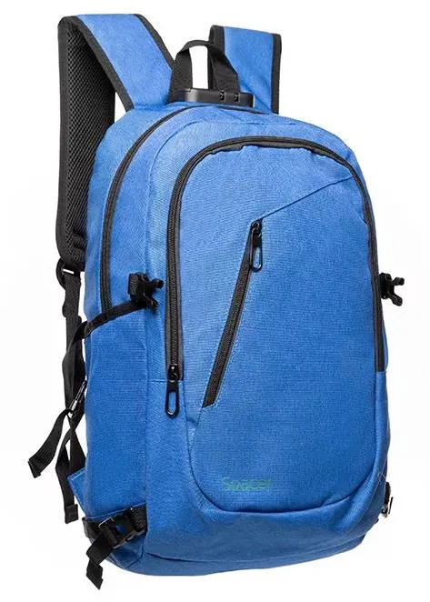RUCSAC SPACER, pt. notebook de max. 15.6", 2 compartimente, USB 2.0 (M)(pt. acces la Power Bank), Jack 3.5 mm (pt. acces la casti), waterproof, poliester, albastru, "Duke", "SPBP-DUKE-BL"