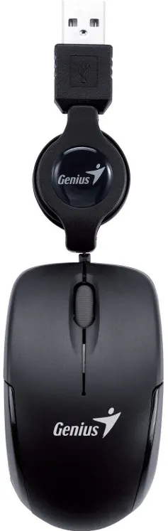 Mouse Genius, "Micro Traveler V2", PC sau NB, cu fir, USB, optic, 1200 dpi, butoane/scroll 3/1, negru