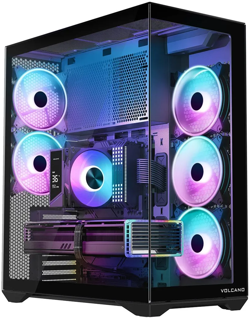 PC case Volcano Space XL ARGB Full Tower 5 fans, black