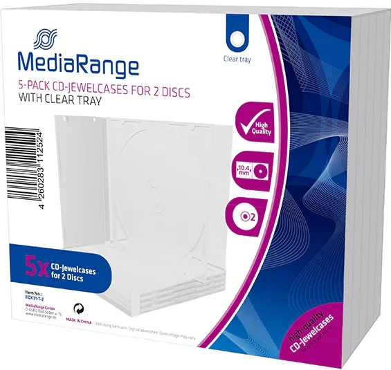 MediaRange CD-Leerhülle für 2 Dics 10.4mm transpa. Tray 5pcs