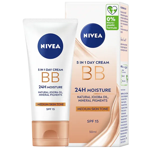 Crema de zi NIVEA BB cream 5in1, nuanta medie, 50 ml