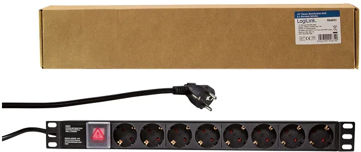 Logilink Steckdosenleiste 19" 8fach mit An/Aus Schalter