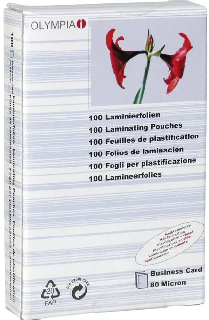 Olympia Laminierfolie Visitenkarte 80 Mic 100 Stück transp.