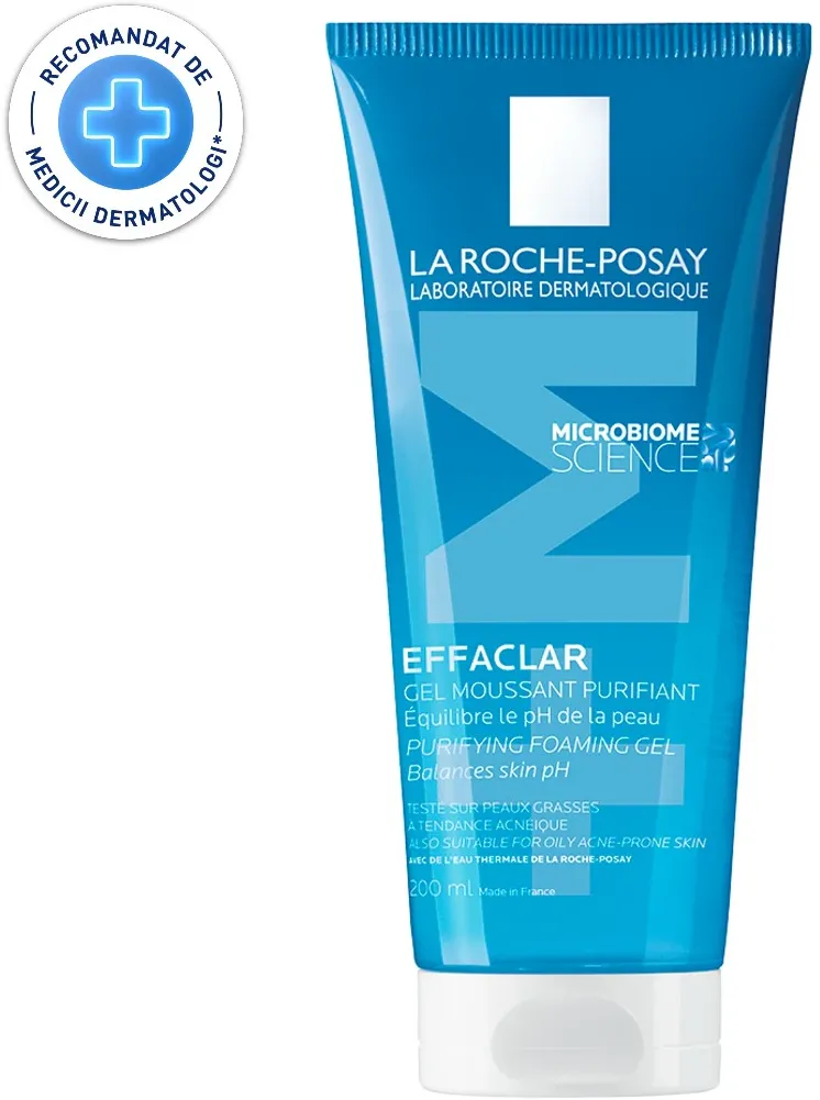 Gel spumant de curatare purifiant La Roche-Posay Effaclar +M pentru piele grasa cu tendinta acneica, anti-imprefectiuni, 200 ml