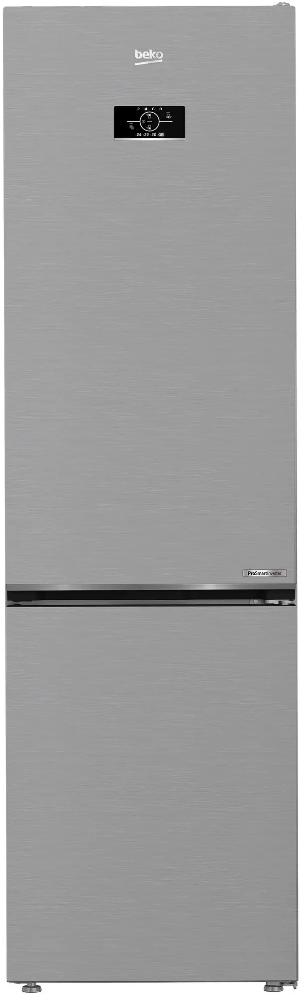 Combina frigorifica Beko B5RCNA405HXB, 355 l, No Frost, HarvestFresh, AeroFlow, Clasa D, 203,5 cm, Metal Look
