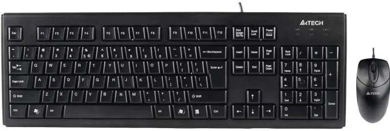 Kit TASTATURA si Mouse A4TECH, "KRS-83+OP-720", cu fir, 104 taste format standard, mouse 1000dpi, 3/1 butoane, negru