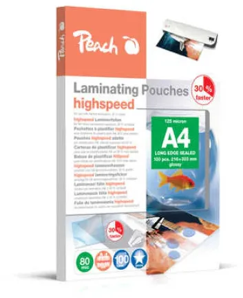 Peach Laminierfolien A4 80mic express HighSpeed 100PK