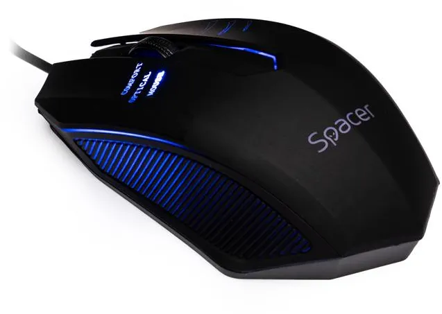 MOUSE  Spacer, PC sau NB, cu fir, USB, optic, 1000 dpi, butoane/scroll 3/1, iluminare, negru, "SPMO-M20"