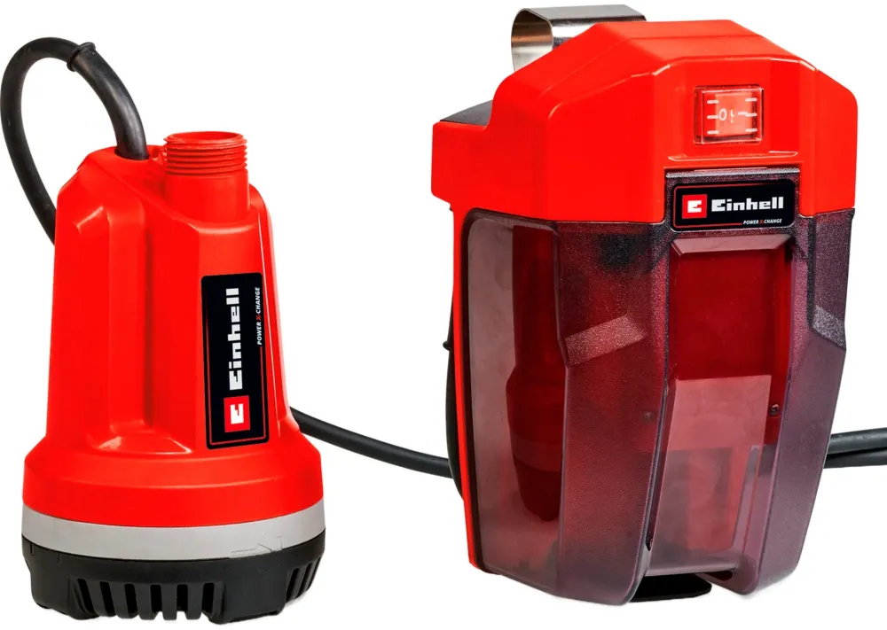Pompa submersibila pe acumulator Einhell Expert GE-PP 18 RB Li Solo Power X Change 18 V, presiune de refulare max. 2 bar, 3.000 l/h debit amxim, fara acumulator/incarcator