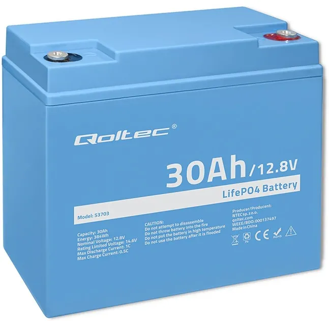 LiFePO4 battery 12.08V, 30Ah, 384Wh, BM