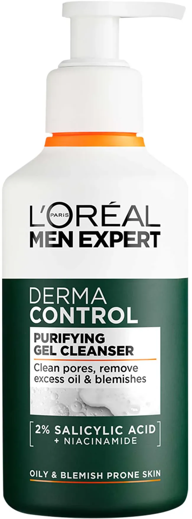 Gel de curatare pentru ten gras L'Oréal Paris Men Expert Derma Control pentru barbati, 2% [Acid Salicilic si Niacinamida], reduce semnele post-acneice, 260 ml