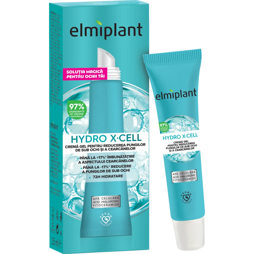 Crema gel pentru reducerea pungilor de sub ochi si a cearcanelor, Elmiplant Hydro X-Cell, 15 ml