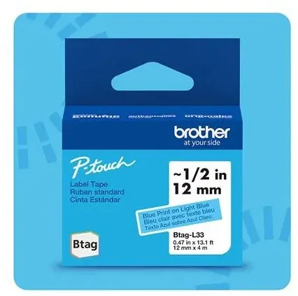Schriftband Brother 12mmx4m blau/hellblau BTAG-L33