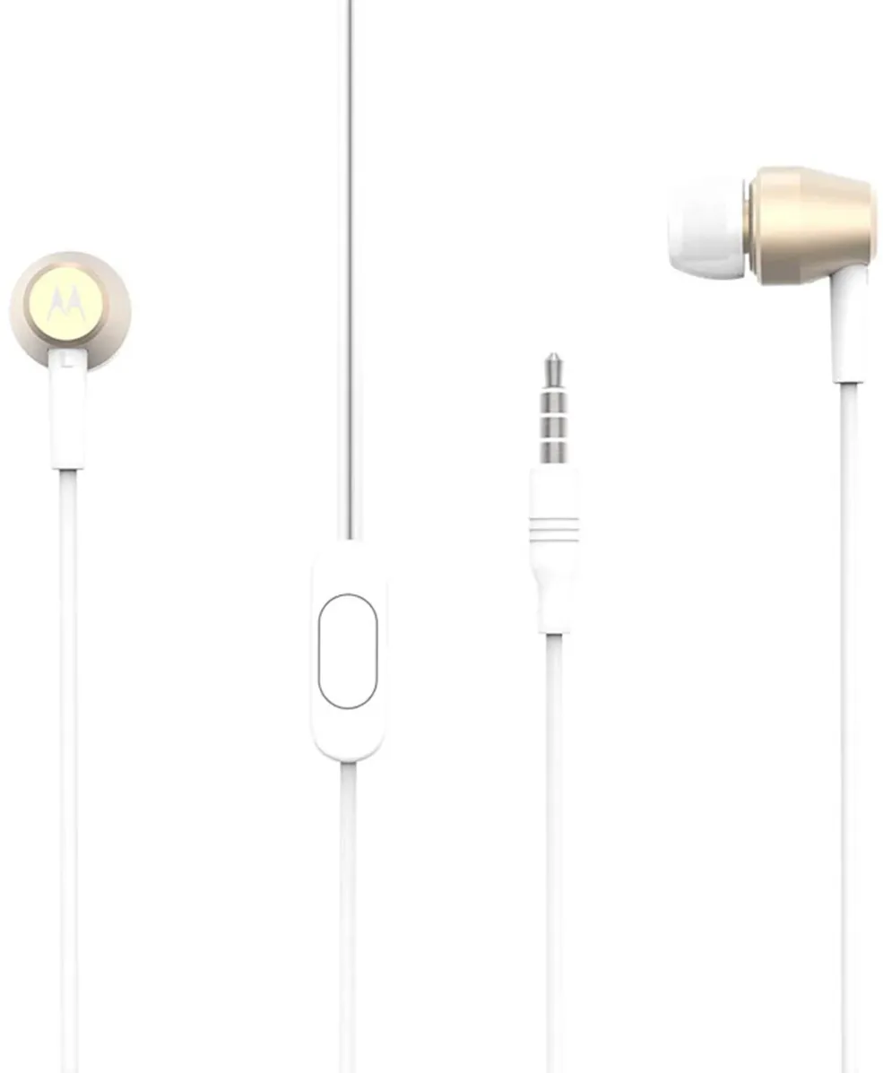 Casti In-Ear MOTOROLA Casca cu fir stereo Pace 200, tip "In-Ear", cu mufa de 3,5 mm, cablu 1.2 m, microfon, Control pe fir, Auriu