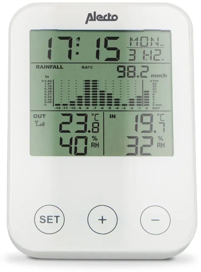 Alecto WS-1200 Wetterstation mit Funksensor Schwarz/Grau