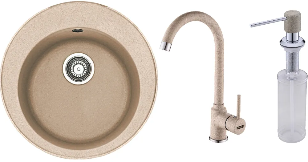 Pachet chiuveta bucatarie fragranite Franke ROG 610 + Baterie Pola 1.0, cartus ceramic + Dozator sapun, Avena