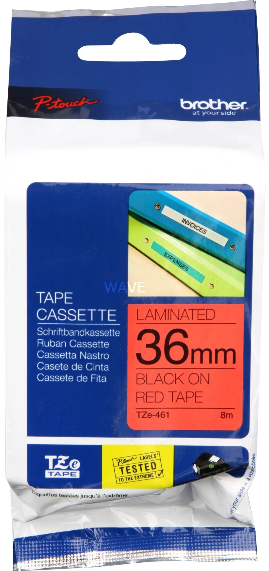 Schriftbandkassette Brother 36mm rot/schwarz TZe-461