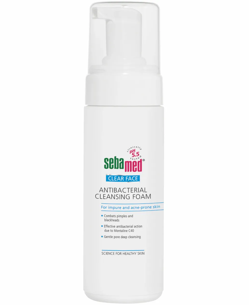 Spuma dermatologica antibacteriana de curatare Clear Face Sebamed pentru ten acneic, 150 ml
