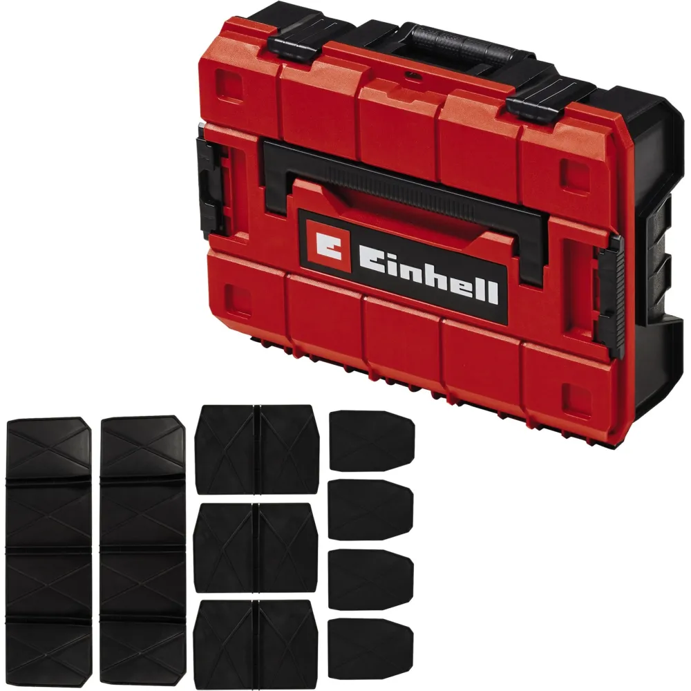 Cutie de depozitare unelte Einhell Accessory E-Case S-F, max. 25 kg, stivuibila, rezistenta la stropire, inclus 9 compartimente separatoare din plastic