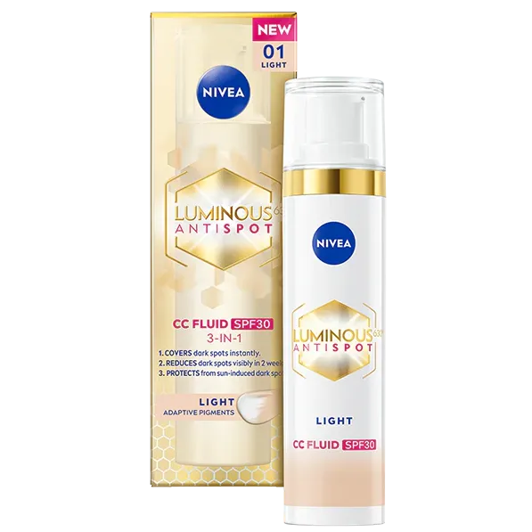 Crema-fluid NIVEA Luminous CC 3-in-1 cu SPF30, nuanța Light, 30ml