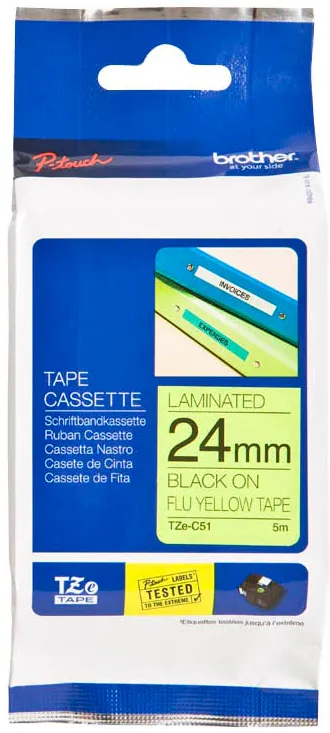 Schriftbandkassette Brother 24mm signal gelb/schwarz