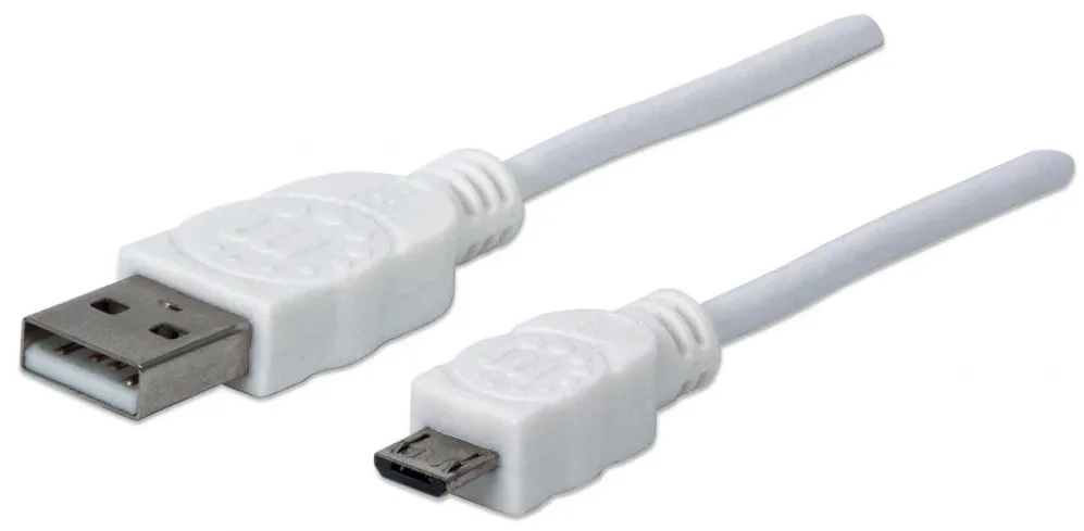 Cablu MANHATTAN Hi-Speed USB 2.0 cable A-type to micro-B M/M, 1m, white