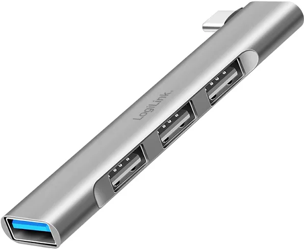 HUB extern LOGILINK, porturi USB: USB-A 3.0 x 1 + USB-A 2.0 x 3, conectare prin USB-C, aluminiu, gri, "UA0437" (timbru verde 0.18 lei)