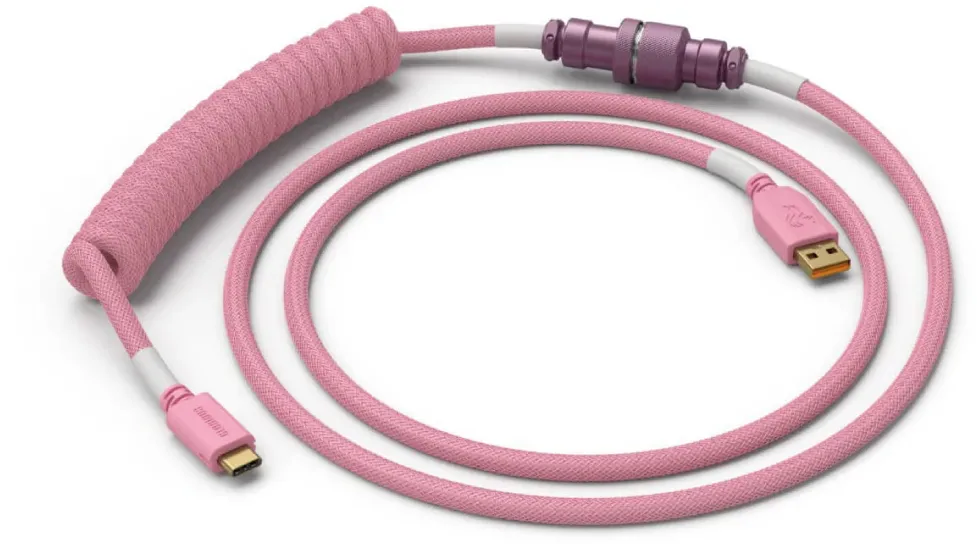 Glorious PC Gaming Race Coiled Cable Prism Pink, USB-C to USB-A Spiralcable - 1,37m, pink
