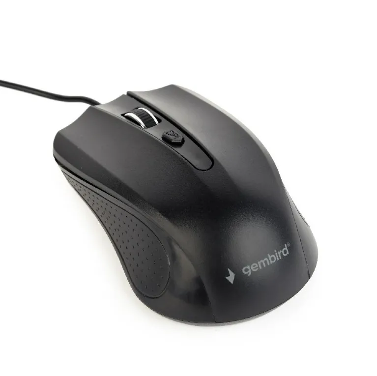 Mouse GEMBIRD, PC sau NB, cu fir, USB, optic, 1200 dpi, butoane/scroll 4/1, cablu 1.8m, negru