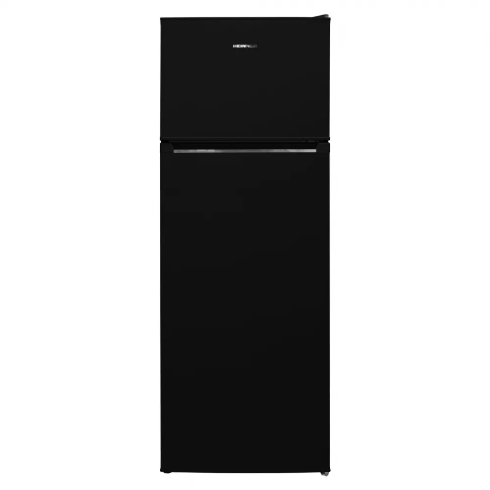 Frigider cu doua usi Heinner HF-V212BKE++, 212 l, Clasa E, Less Frost, Control mecanic, Lumina led, H 144 cm, Negru.