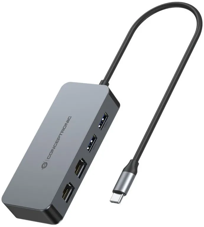 CONCEPTRONIC Adapter USB-C->2xGbE+2xUSB-A3.2   5Gbs 0.30m gr