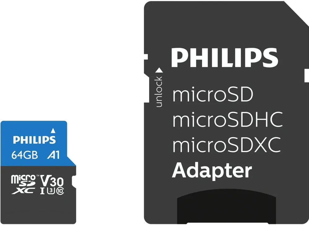 Philips MicroSDXC Card 64GB Class 10 UHS-I U3 incl. Adapter