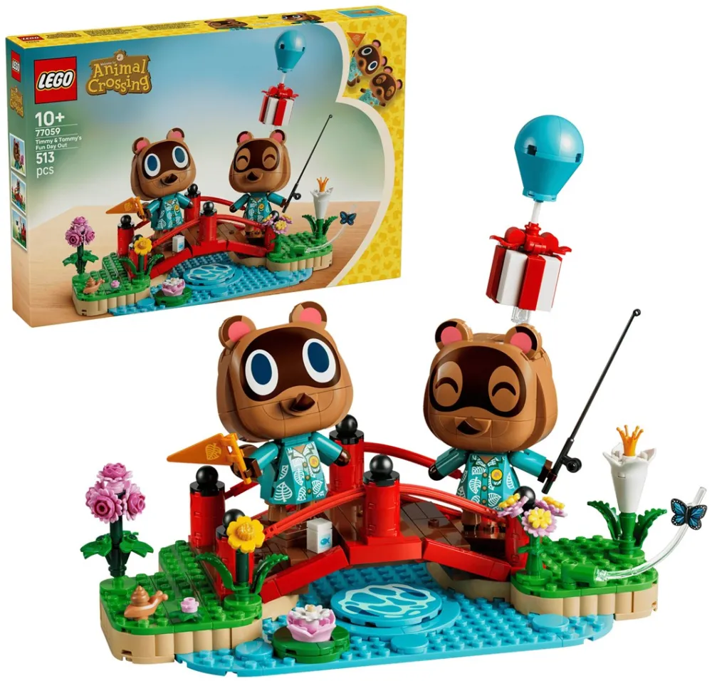 Set de constructie LEGO Animal Crossing™ Ziua distractiva a lui Timmy si Tommy 77059 de 10+ ani, 513 piese