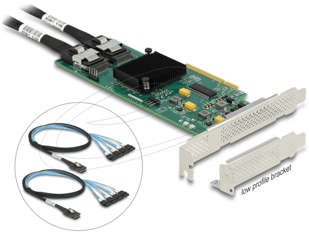 DELOCK 8 Port SATA PCI Express x8 Karte mit Anschlusskabel