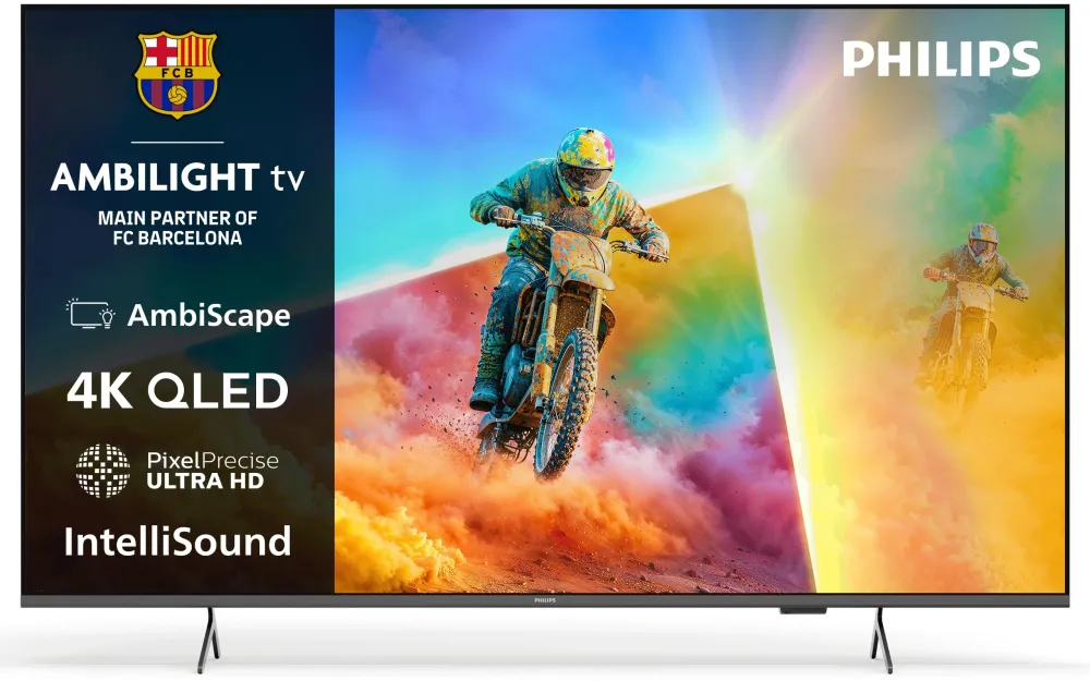 Televizor Philips AMBILIGHT tv QLED 43PQS8501, 108 cm, Smart TV, 4K Ultra HD, Clasa F (Model 2026)