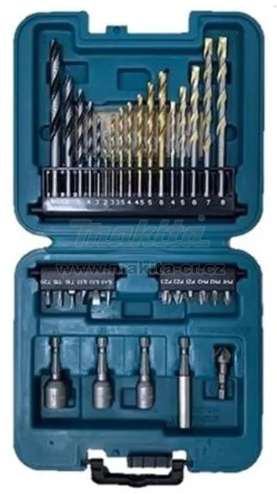 Set 34 accesorii Makita B-68498, burghie, biti, adaptor biti