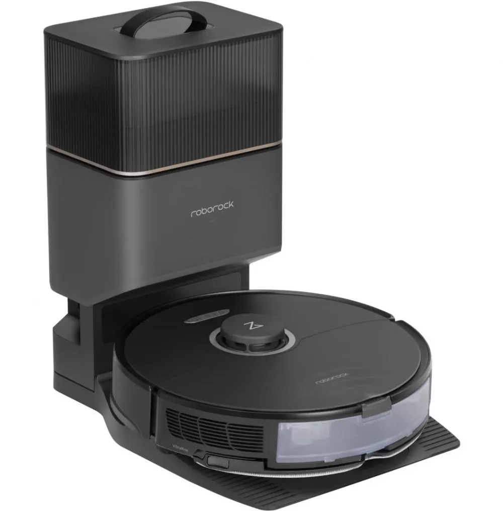 Roborock Aspirator robot S8 Plus, S8P52-00, aspirator si mop, 5200 mAh, 6000Pa, 350 ml, 4 senzori, 4 harti, 50 W, 180 min autonomie, Negru, Li-Ion 5200 mAh