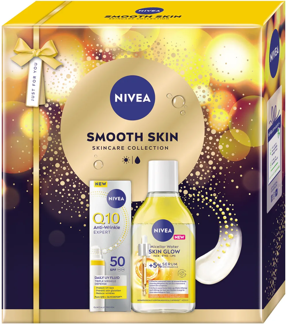 Set: Fluid de zi NIVEA Q10 anti-rid, SPF 50, 40 ml + Apa micelara NIVEA Skin Glow 400 ml