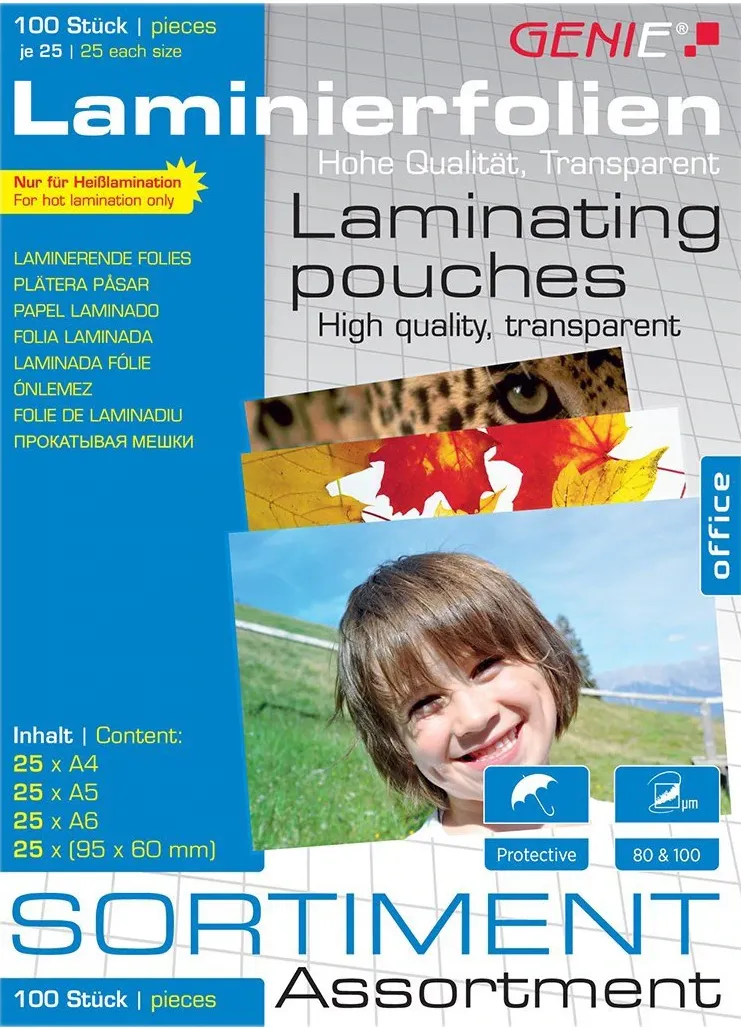 GENIE Laminiertaschen 100 Sortimentspack - Folien