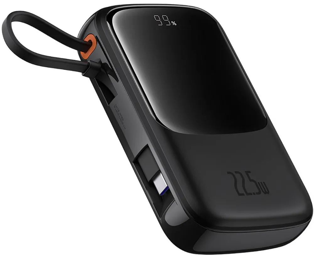 Baseus Externa Qpow Pro+, 10000mAh, 22.5W, QC + PD, 1 x USB-A - 2 x USB-C, Neagra