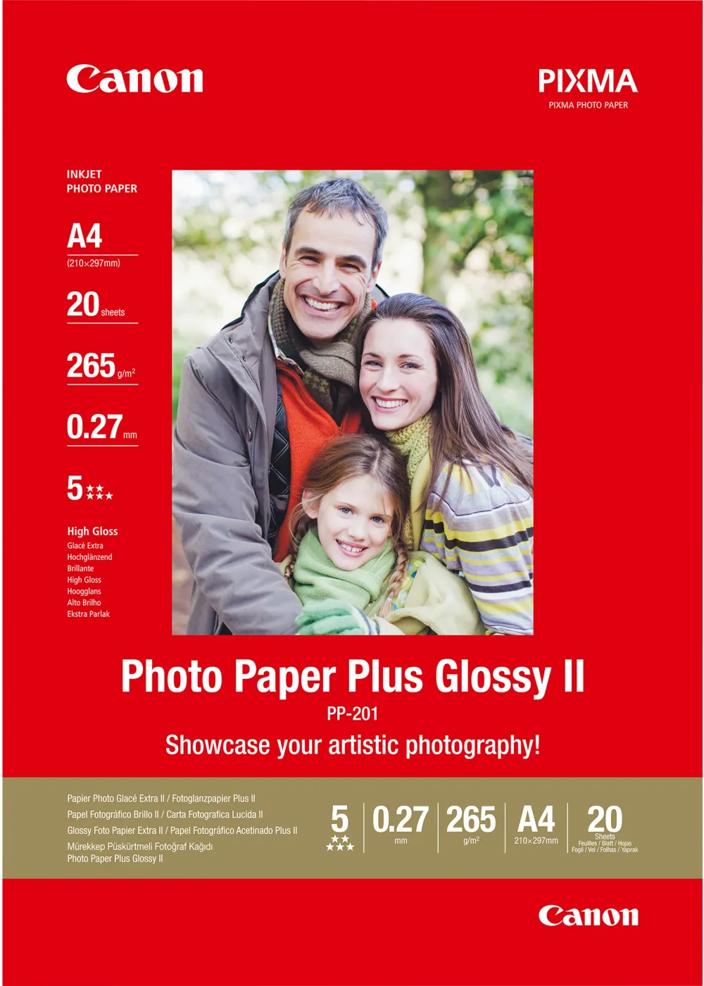 Canon PP-201 A 4 20 Sheets 265 g Photo Paper Plus Glossy II