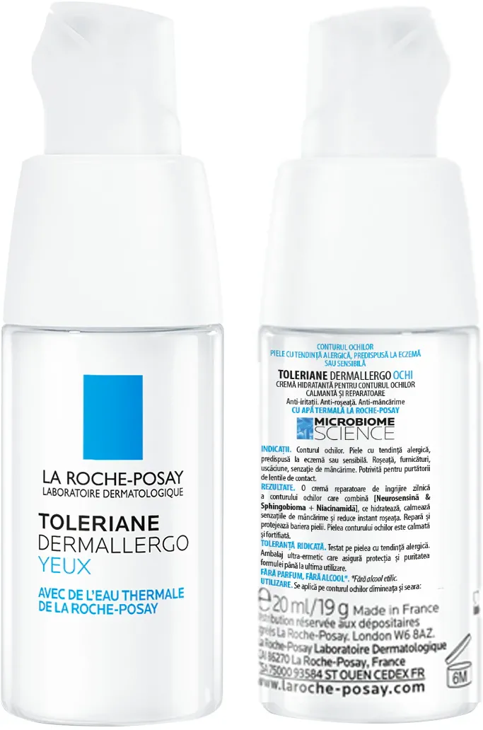 Crema contur ochi cu efect de hidratare si reparare La Roche-Posay Toleriane Dermallergo, cu eficacitate anti-roseata, 20ml