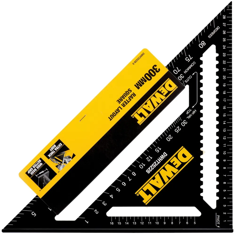 Echer metalic multifunctional DeWALT DWHT25228-0, 300mm lungime, din aluminiu turnat, baza ferma, gradatie dubla, scala 90 grade cu precizie de 1 grad