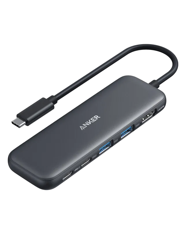 DOCKING Station Anker 5-in-1, porturi: 2 x USB-C, 2 x USB-A, HDMI 4K la 30Hz, 5 Gbps, PD 85W, conectare prin USB-C, gri, "A8355H11" (timbru verde 0.18 lei - 0194644101237