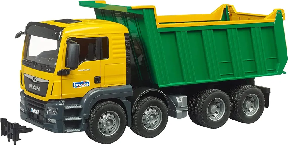 MAN TGA white and green dump truck
