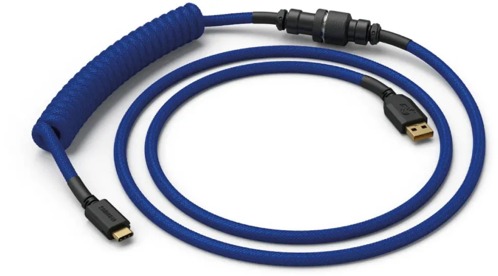 Glorious PC Gaming Race Coiled Cable Cobalt, USB-C to USB-A Spiralcable - 1,37m, blue