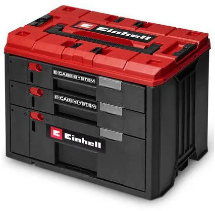 Cutie cu sertare originala Einhell E-Case, sistem Einhell E-Case, 41.5 x 25 x 28 cm, sarcina maxima 60 kg, 2 sertare x 5.5 cm, 1 sertar x 12.5 cm, maner transport